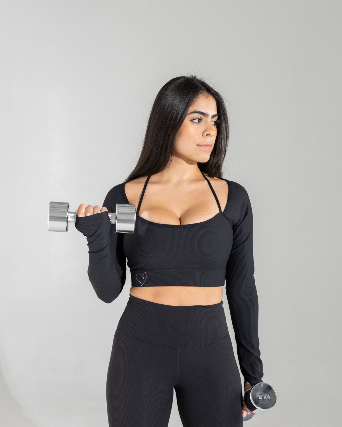 Noir Ribbed Long Sleeve Crop